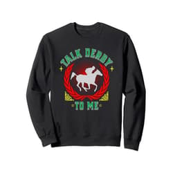 BizzyflyUSA Talk Derby To Me Bold Jockey and Horse Racing Fan Sweatshirt