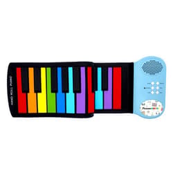 PicassoTiles® PT49 Kid's 49-Key Flexible Roll-Up Educational Electronic Digital Music Piano Keyboard w/Recording Feature, 8 Different Tones, 6 Educational Demo Songs & Build-in Speaker - Rainbow