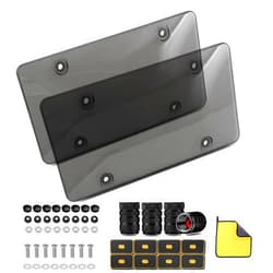 Jkjnqnq License Plate Cover License Plate Frames: 2 PCS License Plate Protector - Plastic car Front/Rear License Plate Cover with Screw Cap for US Standard Cars (Transparency)