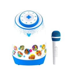 eKids Disney Karaoke Machine for Kids with Bluetooth Speaker and Wireless Microphone, Easily Access Disney Playlists with New EZ Link+ Feature