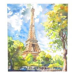 ALAZA Eiffel Tower Watercolour Large Dishwasher Magnet Magnetic Cover 23x26 in Refrigerator Sticker Washer Kitchen Decor