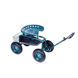 DC DICLASSE Garden Cart with Steerable Seat and Wheels - Rolling Work Seat with Telescopic Handle and Tool Storage, 330lbs Heavy Duty Scooter