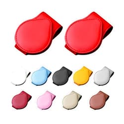 Sylvil 2 PCS Sunglasses Holder for Car Visor, Magnetic Leather Auto Eyeglass Hanger Clip, Visor Ticket Card Clip Eyeglasses Mount, Universal Interior Visor Car Accessories Gadgets (Red)
