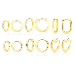 ALEXCRAFT 14K Gold Plated Huggie Hoops Set - Small Gold Hoop Earrings with Diamonds for Women & Girls
