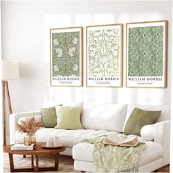 Aglcatie William Morris Wall Art Set of 3 Botanical Wall Decor Vintage Floral Canvas Prints William Morris Posters for Bedroom Living Room Plants Aesthetic Room Decor Unframed 12x16 Inch