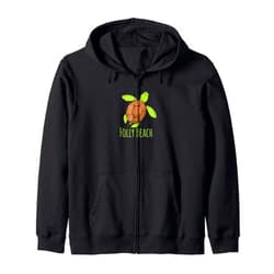 Mamaknows Folly Beach South Carolina Folly Beach Loggerhead Turtle Coastal Nautical Seashore Zip Hoodie