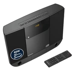 Oakcastle Compact Home Stereo System with Bluetooth, Wall Mountable CD Player for Home, FM Radio, Wireless, Remote Controlled, Speakers, 2.0 Loud Stereo Sound, AUX, 20 Presets | Oakcastle HIFI100