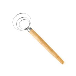 FUNOMOCYA 2pcs Stainless Steel Egg Beater Set Wooden Handle Dough Whisk Mixer for Kitchen