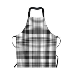 EKOBLA Tartan Pattern Aprons Gingham Check Plaid Square Monochrome Grid Stripe Black White Waterproof Resistant Chef Cooking Kitchen BBQ Adjustable Aprons for Women Men 27x31 Inch