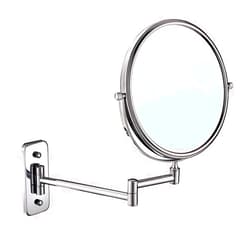 inBEKEA 8 Inch Makeup Mirror Wall Mounted, 10X Magnification Bathroom Shaving Mirror Double-Sided Round Magnifying Vanity Swivel Mirror, 360° Rotatable and Extendable Arm, Chrome Finished