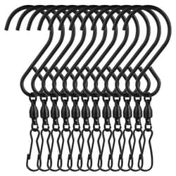 KUUQA 12 Pack Swivel Hooks Clips Wind Spinner S Hook Clips Hanging Wind Chimes Crystal Twisters Party Supplies (Black)