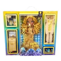 Rainbow High Rainbow Vision Rainbow High Rainbow Divas- Meline Luxe (Gold Yellow) Fashion Doll. 2 Designer Outfits to Mix & Match with Vanity PLAYSET, Great Gift for Kids 6-12 Years Old & Collectors