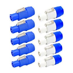 Kooben (5 Each) NAC3FCA & NAC3FCB PowerCON Cable Connector Replacement for Neutrik, blue & white