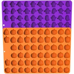 KBTBAK Halloween Silicone Mini Candy Molds, Mini Pumpkin Molds, Mini Ghost Molds, Silicone Treat or Trick Molds for Halloween Candy, Chocolate, Gummy, Cookies, Jelly, Set of 2