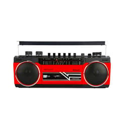Riptunes Cassette Boombox, Retro Blueooth Boombox, Cassette Player and Recorder, AM/FM/SW-1-SW2 Radio-4-Band Radio, USB, and SD, RED