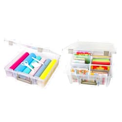ArtBin Super Satchel 1-Compartment Box: Clear Art & Craft Organizer & Super Satchel Compartment Box - Stackable Durable Art Storage with 8 Removable Compartments, Smart