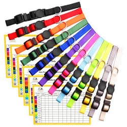 Stpiatue Puppy Collars for Litter Puppy ID Collars Whelping Supplies Soft Nylon Breakaway Coloured Collars with 6 Record Keeping Charts(M)