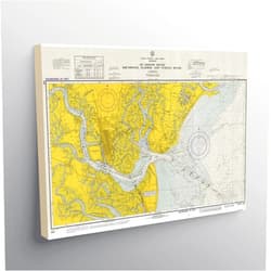 MG Global Vinage Hanging Canvas Print of Brunswick Harbor & Turtle River 1973 St. Simons Sound Old Georgia 447 | 8x12 12x18 16x24 20x30 24x36 Historical City Wall Art Gift | Antique Home Office Decor