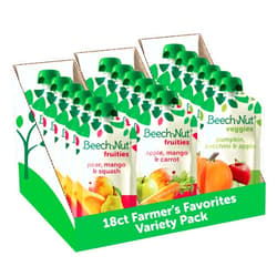 Beech-Nut Baby Food Pouches Variety Pack, Farmer's Favorites Fruit & Veggie Purees, 3.5 oz (18 Pack) Farmer's Favorites Variety Pack