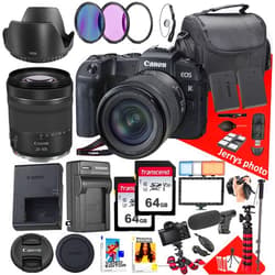 Canon EOS RP Mirrorless Camera with RF 24-105mm f/4-7.1 is STM Lens + 128 GB Memory + LED Light + Microphone + Extra Battery + Battery Charger + Filters + More (30pc Bundle)