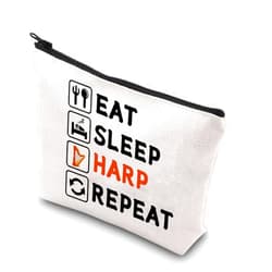 BDPWSS Eat Sleep Harp Repeat Makeup Bag Harpists Gift Harp Lover Gift Harp Player Gift Orchestra Gift Music Instrument Gift (Sleep Harp Repeat)