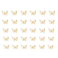 Ruwado 30 Pcs Hollow Butterflies with Hole Charm Pendants Metal Jewelry Making Supplies 2.7 x 1.9 cm Small Vintage Accessories for Necklace Bracelet Earring DIY Crafting Project