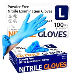 Supmedic Medical Nitrile Exam Gloves, Latex-Free & Powder-Free Non-Sterile Food Safe Cleaning Disposable Glove, 100 Pcs