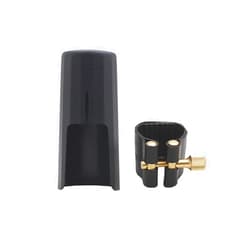 YUNNLEZT PU Leather Alto Saxophone Ligature Clip Fastener with Saxophone Mouthpiece Plastic Cap For Alto Sax Saxophone