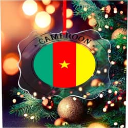 DOREENABE Acrylic Christmas Ornaments Novelty Gift Clear Elegant Hanging Christmas Tree Decorations National Flag Cameroon Clear Acrylic Discs with Hole Gifts for Women Men On Christmas