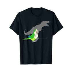 FandomizedRose T-rex Green Monk Parakeet, Funny Birb memes Screaming Parrot T-Shirt