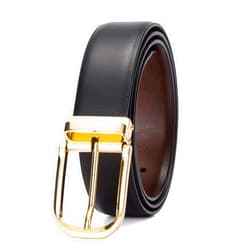 Heybaby2000 Men's Reversible Belt, Men Leather Buckle Belts, Casual Dress Belt with Single Prong Buckle, Trim Fit Adjustable Belt for Men