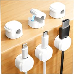 Nodirz Magnetic Cord Organizer, Cable Clips[Cable Smooth Adjustable] Cord Holder for Nightstand, Cable Organizer, Cord Organizer for Desk,Home,Office, Car to Organize Phone USB Charger Cable (White)