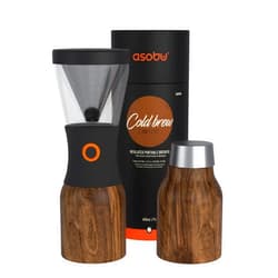 asobu Coldbrew Portable Cold Brew Coffee Maker With a Vacuum Insulated 1 Liter Stainless Steel 18/8 Carafe Bpa Free (Wood)