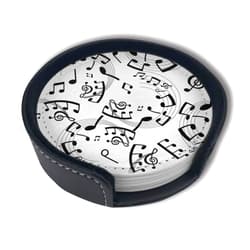 AIMASTZ Musical Notes Drinks Coasters With Holder, Suitable For Kinds Of Cups, Set Of 6