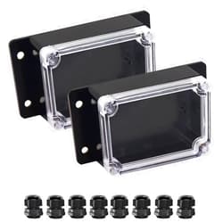 Raculety Junction Box IP65 Waterproof ABS Plastic Electrical Project Case Power Junction Boxes, Clear Cover Project Box with Fixed Ear 3.94x2.68x1.97 inch(100x 68 x50 mm)