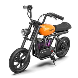 HYPER GOGO Electric Dirt Retro Bike Discover 12,24V 160W Electric Motorcycle for Kids,Unique Simulated Fog Feature,Max Speed Up 10 Mph,Max Weight Support 144 LB,Orange