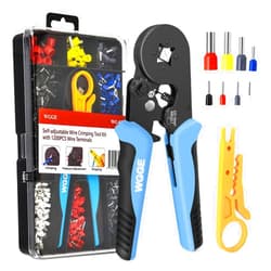 WGGE Ferrule Crimping Tool Kit, AWG 23-7 Self-adjustable Ratchet Wire Ferrule Crimper Plier Set with 1200pcs Wire Terminals Crimping Connectors Wire Ends Ferrules
