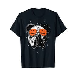 Funny Halloween Animal Apparel Co. English Dog Wearing Pumpkin Sunglasses | Halloween Bulldog T-Shirt