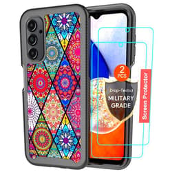 LEXNEC Case for Samsung Galaxy A14 5G Design Case with [2 Pack] Tempered Glass Screen Protector,Armor Protective Women Men Flower Bumper Phone Cover for Galaxy A14 5G (6.8