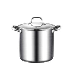 Generic 9-Quart Stainless Steel Stockpot with Lid,18/8 Stainless Steel Soup Pot - Multi-Stove Compatible for Soup, Canning, Stewing and More, Silver
