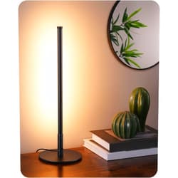 EDISHINE LED Table Lamp, Minimalist Bedside Lamp with 3 Dimmable Color Temperature, Touch Controller, Corner Light for Bedroom Nightstand, Living Room, Gift, Reading, Metal Finish, Black, 6W