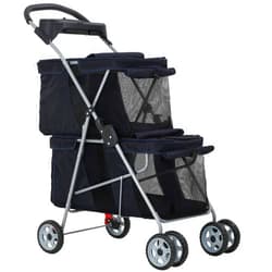 BestPet Dog Stroller Cat Pet Carriers Bag Jogger for Small Medium Dogs Cats Travel Camping 4 Wheels Lightweight Waterproof Folding Crate with Soft Pad (Black)