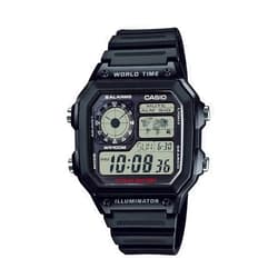 Casio AE1200WH Series | Men’s Digital Watch | 100M WR | Multi Alarms | 100 SEC Stopwatch | Countdown Timer | World Map for World Time | LED Light | LC Analog Display | 10 Year Battery