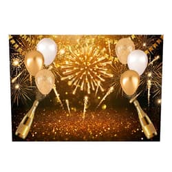 Funnytree 7x5ft Happy Birthday Photography Backdrop Black Golden Balloons Background Prom New Year Holiday Party Supplies Banner Favors 30th 40th 50th 60th Decoration Champagne Bokeh Photo Booth