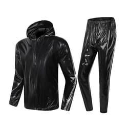 MulYeeh Weight Loss Sweat Suit Anti-Rip Heavy Duty Full-Zip Sauna Suit Fitness Exercise Gym Top Pant with Hood for Men Women