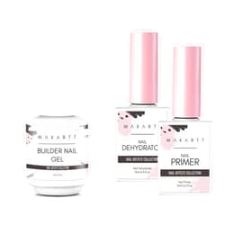 Makartt Builder Nail Gel 15 ml bundle Nail Dehydrator and Primer Set, Air Dry Professional Long-lasting Nail Prep Multifunctional Clear Gel Nail Polish Base Coat Nail Strengthener