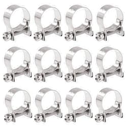Glarks 12Pack 16-18mm Stainless Steel Mini Fuel Injection Hose Clamps Adjustable Pipe Hose Clip Tube Clamps Set (5/8''-23/32'' Dia)
