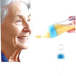 SiiMMM Drinking Aids Feeding Cup for Elderly Adults Disabled pregnant Patient Maternity Convalescent spoon Drink Water Porridge senior liquid Feeder Swallow Difficulty (Blue)
