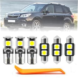 Nsautolighting 8pcs White LED Interior Lights Bulb Kit for Subaru Forester 2009 2010 2011 2012 2013 Map Dome Door Trunk License Plate Lights Super Bright 6000K LED Interior Light Bulbs + Install Tool