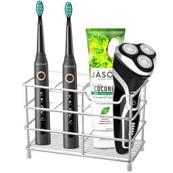 Urbanstrive 304 Stainless Steel Bathroom Toothbrush Holder Toothpaste Holder Stand Bathroom Accessories Organizer Silver, Large